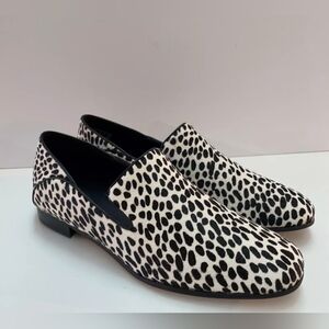 NWT Clarks Pure Viola Fur Leather Loafers Shoes White/Black, Size 8.5
